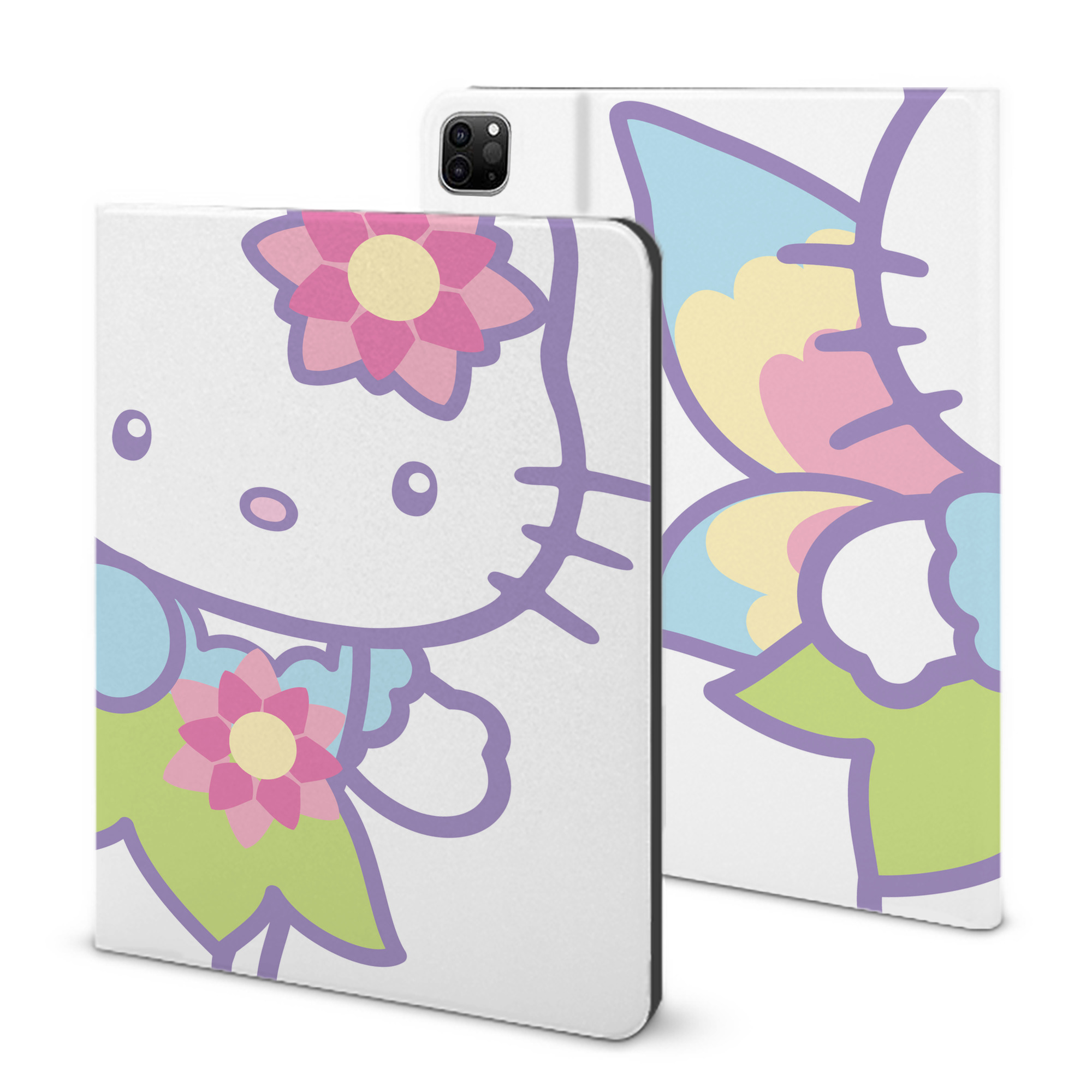 （画像用） Hello Kitty ハローキティ IPad ケース ブック型 PUレザー TPU 耐衝撃 軽量 薄型 ペン収納なし 全面保護 IPad 各モデル対応